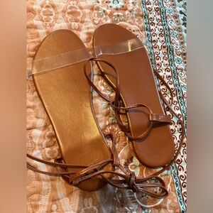 See-Through and Brown Strappy Sandals